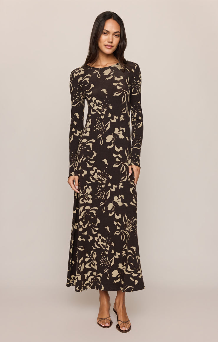 Dresses Lilian Freya Floral Midi Dress Dark Roast
