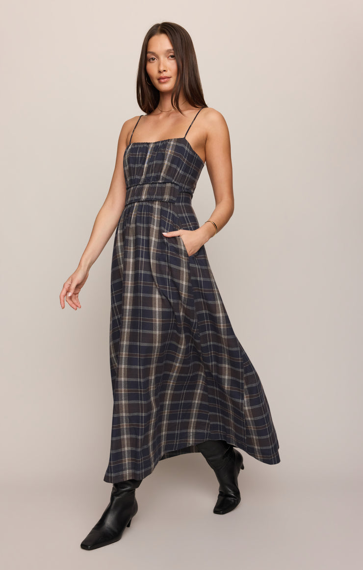 Dresses Evermore Plaid Flannel Midi Dress Eclipse