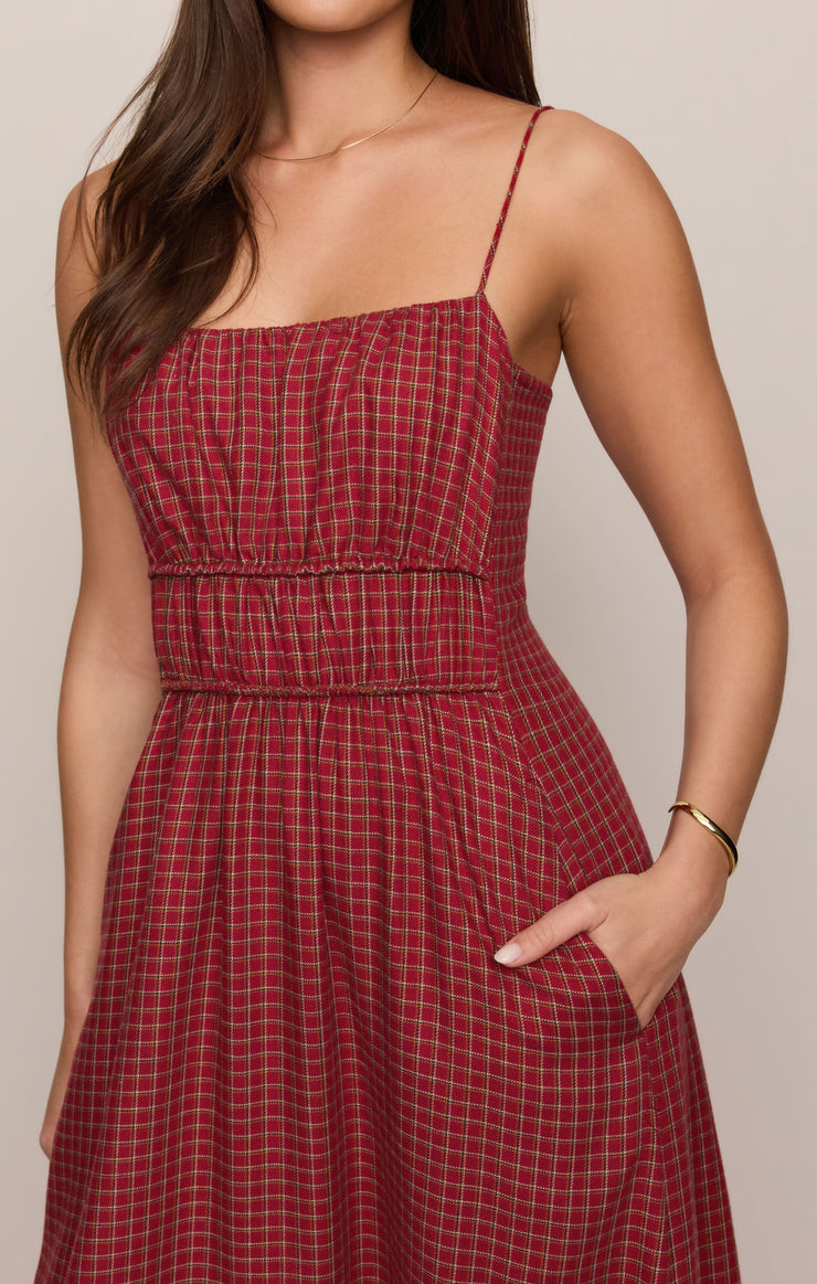 Dresses Evermore Plaid Flannel Midi Dress Red Dahlia