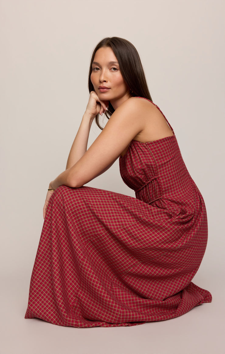 Dresses Evermore Plaid Flannel Midi Dress Red Dahlia