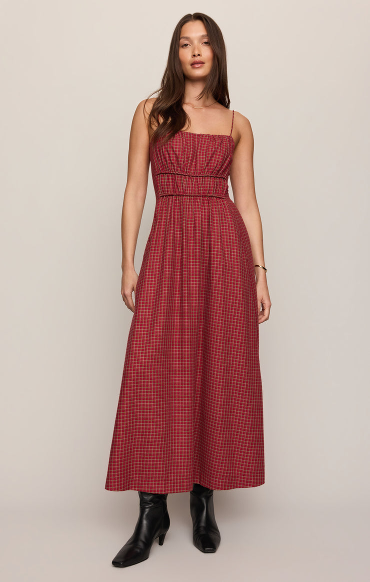 Dresses Evermore Plaid Flannel Midi Dress Red Dahlia