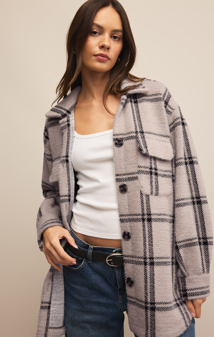 Jackets Plaid Tucker Shirt Jacket Crystal Grey