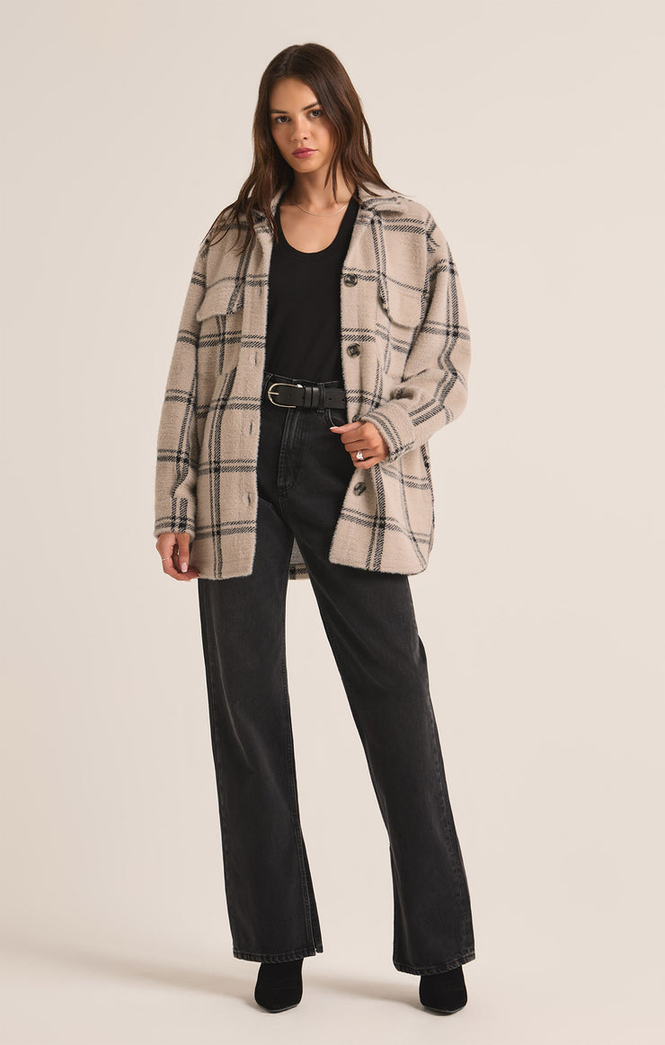 Jackets Plaid Tucker Shirt Jacket Crystal Grey