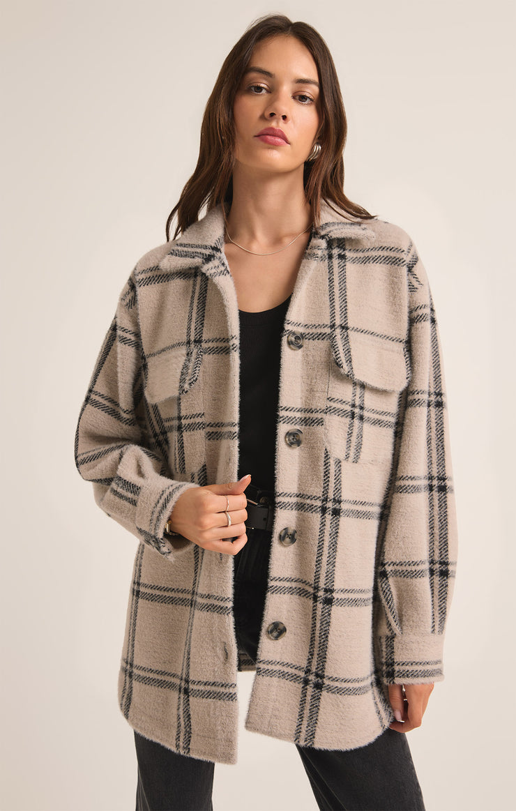 Jackets Plaid Tucker Shirt Jacket Crystal Grey