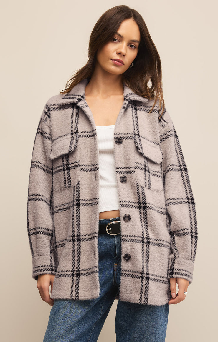 Jackets Plaid Tucker Shirt Jacket Crystal Grey