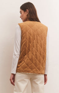 JacketsCosmos Reversible Quilted Sherpa Vest Camel Brown