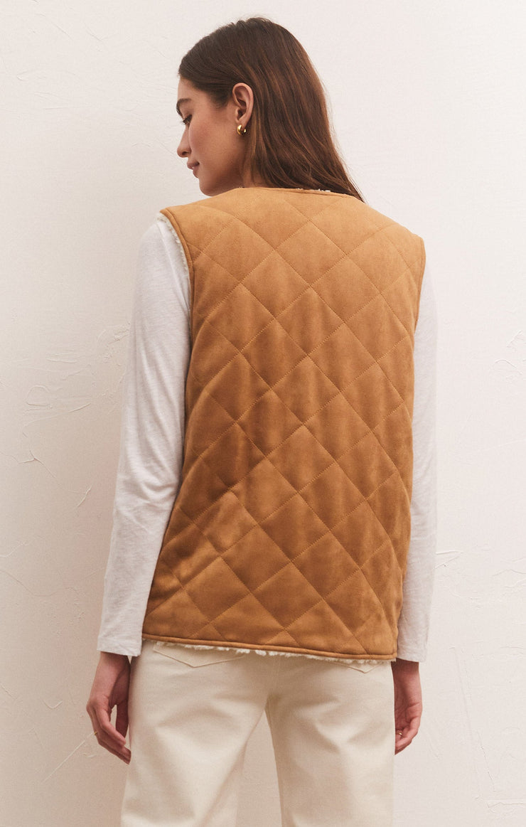 Jackets Cosmos Reversible Quilted Sherpa Vest Camel Brown