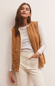 JacketsCosmos Reversible Quilted Sherpa Vest Camel Brown