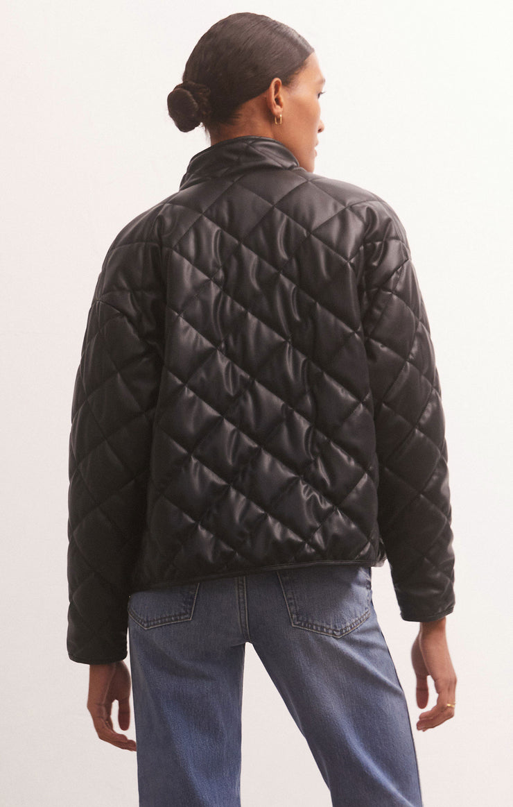 Jackets Heritage Quilted Faux Leather Jacket Black