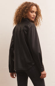 JacketsWes Faux Leather Shirt Jacket Black