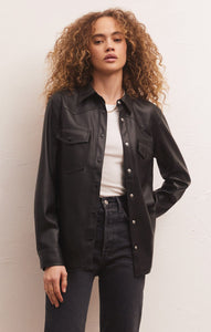 JacketsWes Faux Leather Shirt Jacket Black