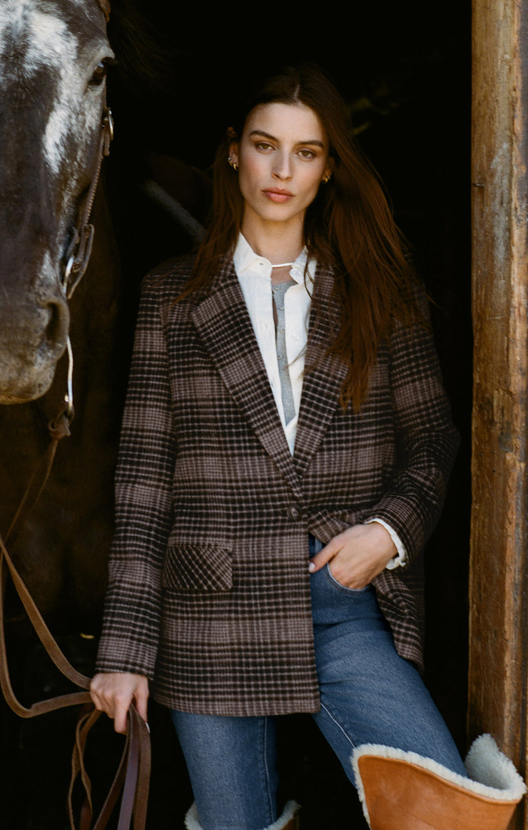 Jackets Kingston Relaxed Plaid Blazer Latte