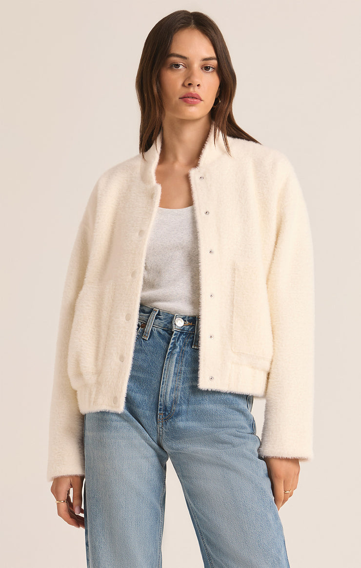 Jackets Lex Sweater Knit Bomber Jacket Sea Salt