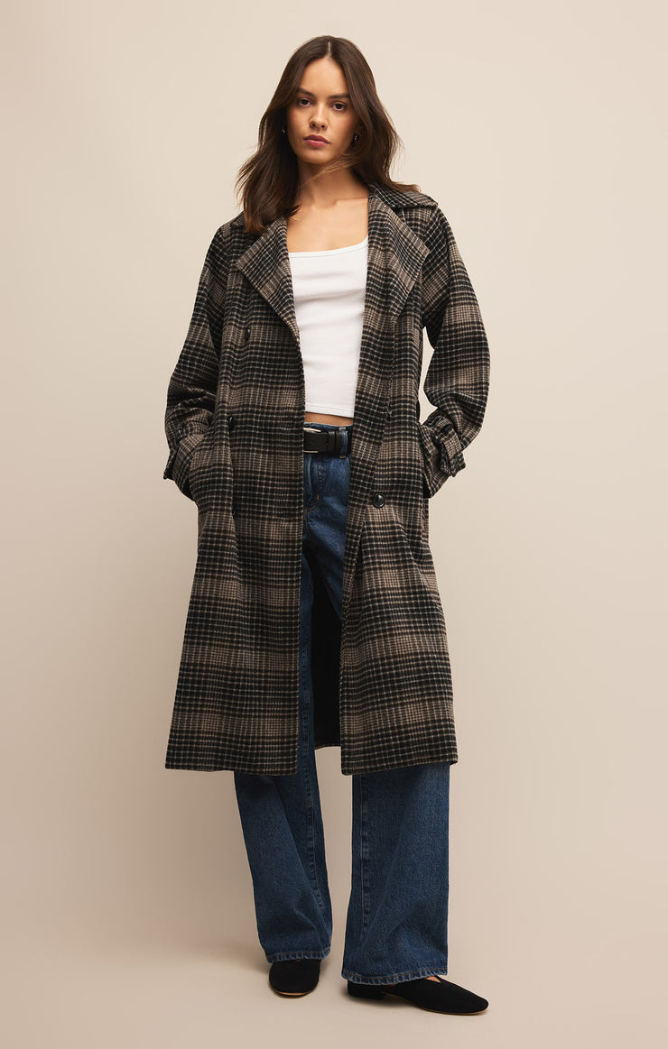 Jackets Jackie Plaid Trench Latte