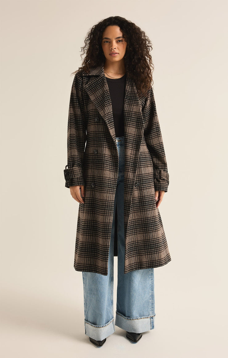 Jackets Jackie Plaid Trench Latte