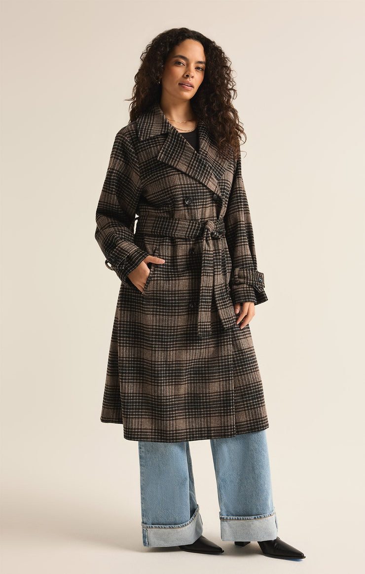 Jackets Jackie Plaid Trench Latte