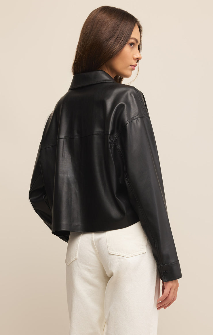 Jackets All day Cropped Faux Leather Jacket Black