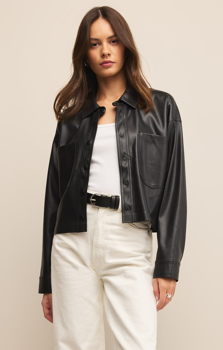 Jackets All day Cropped Faux Leather Jacket Black