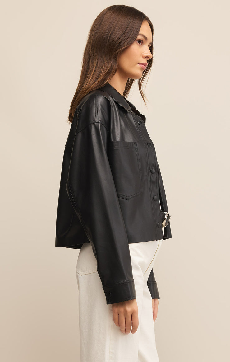 Jackets All day Cropped Faux Leather Jacket Black