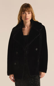 JacketsGem Double Breasted Faux Fur Coat Black