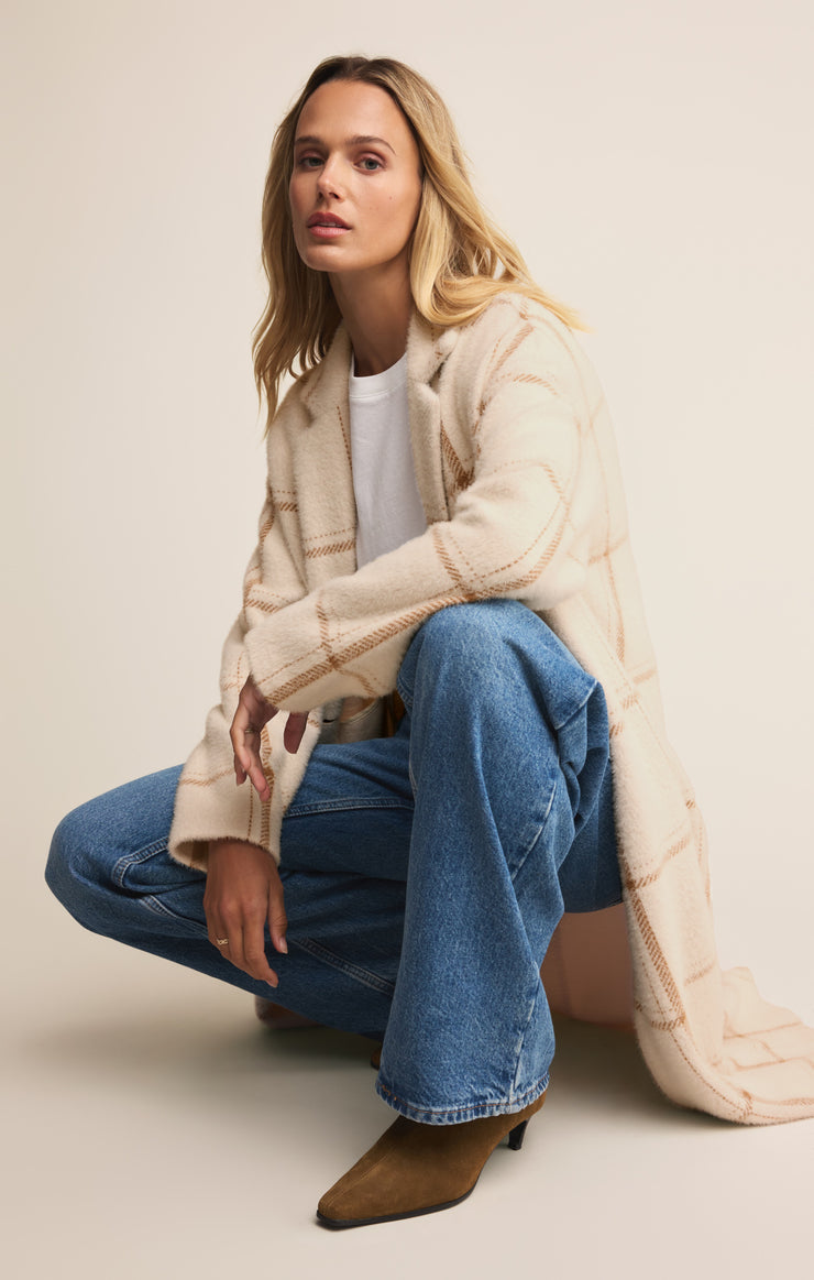 Jackets Mason Windowpane Knit Coat Sea Salt
