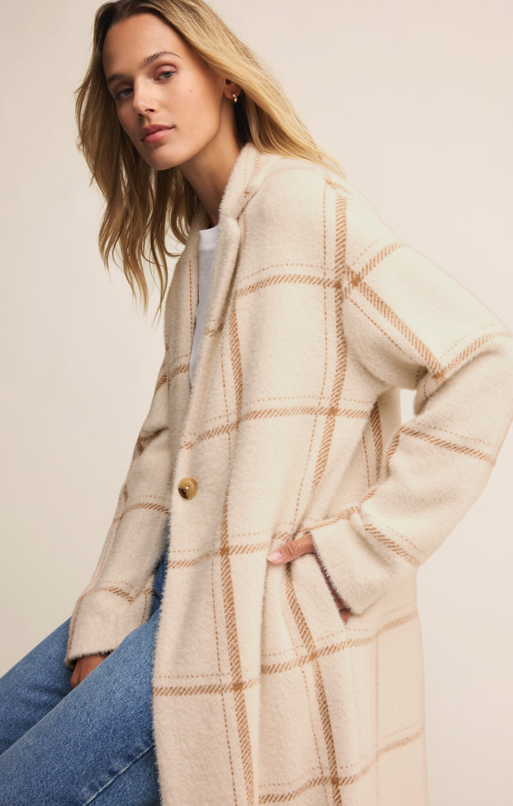 Jackets Mason Windowpane Knit Coat Sea Salt