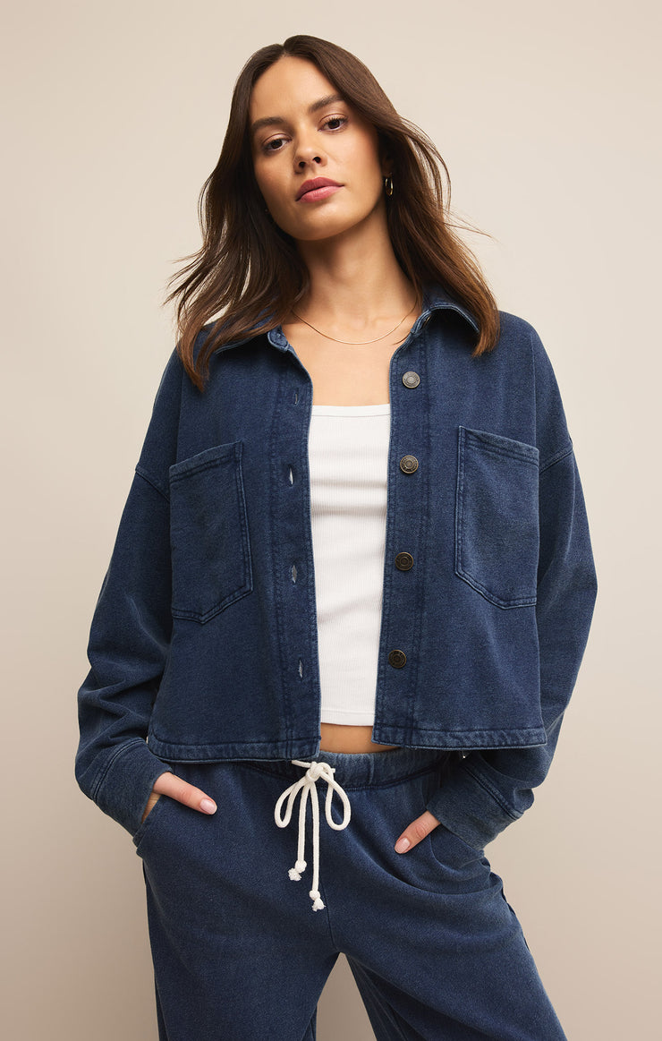 Jackets All Day Cropped Knit Denim Jacket All Day Cropped Knit Denim Jacket