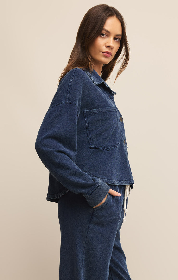 Jackets All Day Cropped Knit Denim Jacket Indigo