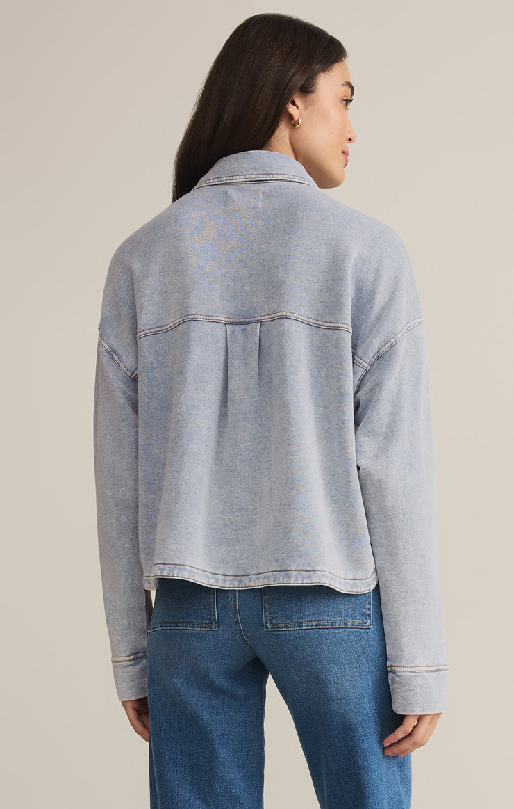 Jackets All Day Cropped Knit Denim Jacket Washed Indigo