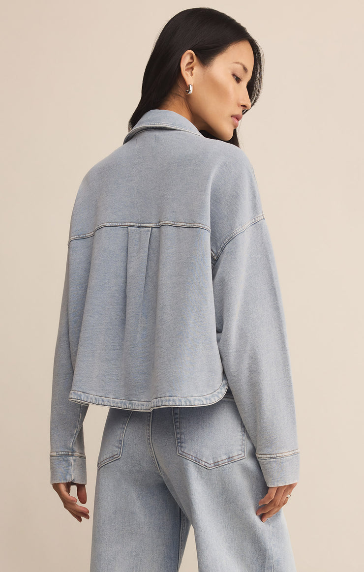 Jackets All Day Cropped Knit Denim Jacket Washed Indigo