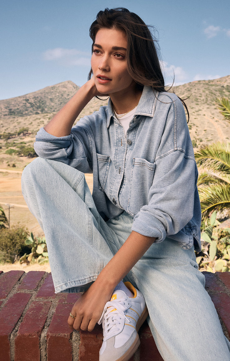 Jackets All Day Cropped Knit Denim Jacket All Day Cropped Knit Denim Jacket