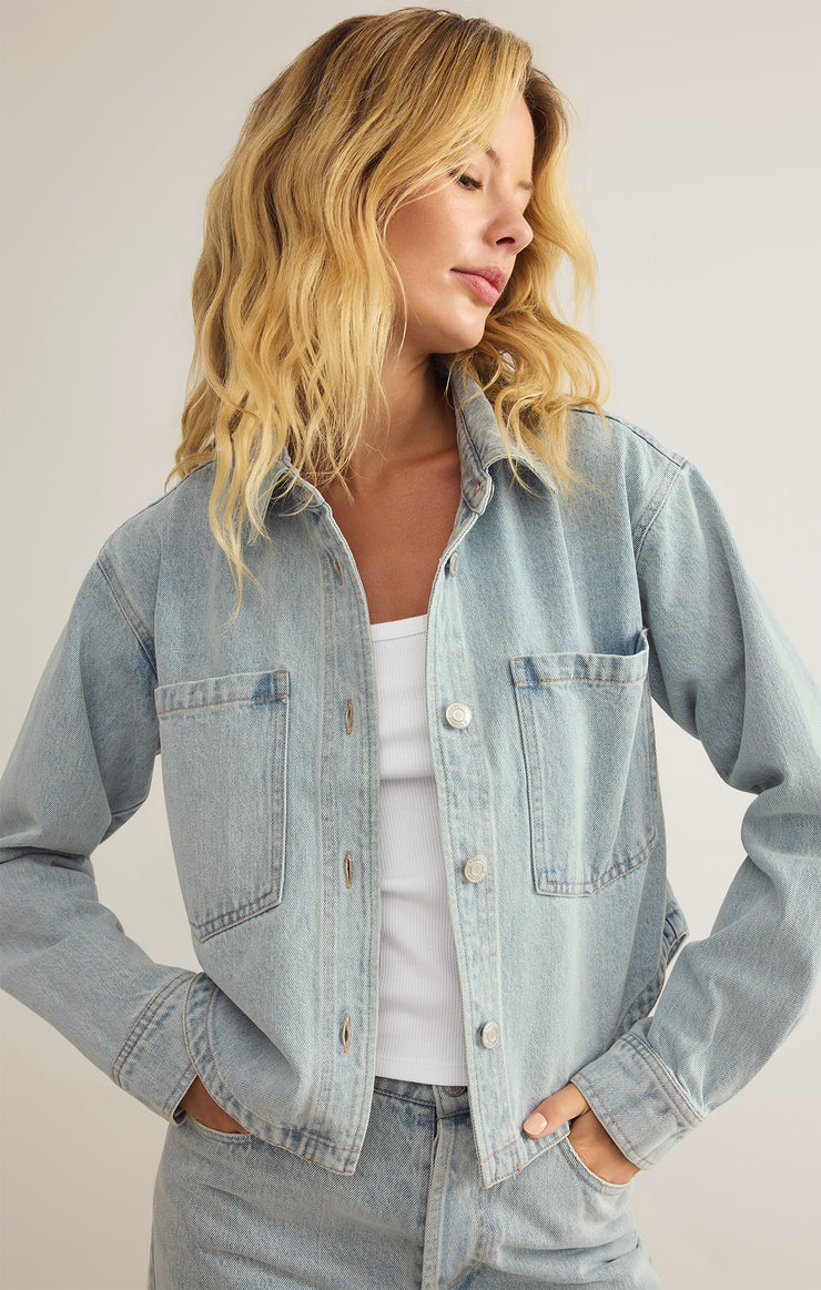 Jackets All Day Cropped Denim Jacket Faded Indigo