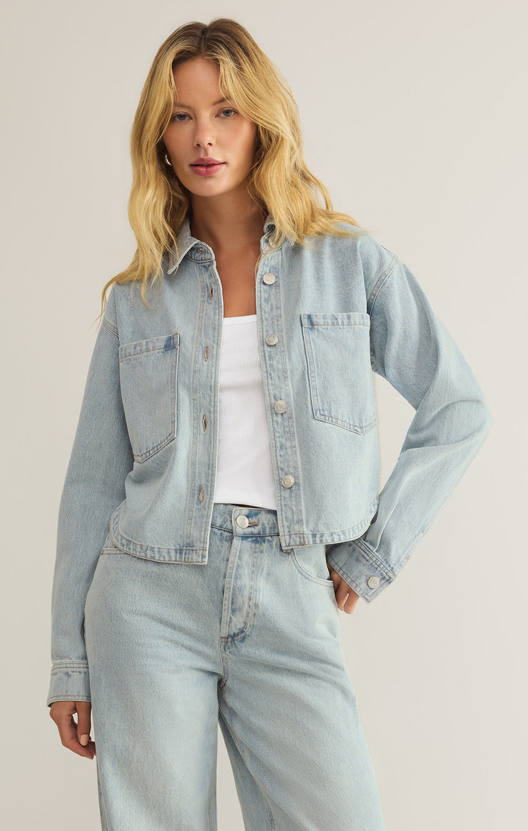 Jackets All Day Cropped Denim Jacket Faded Indigo