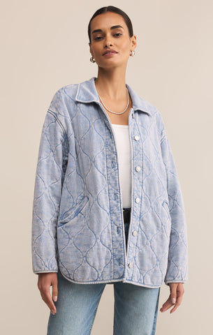 ジャケット・アウター tight knit denim no collar westernshirt Collarless Jacket in Stretch Denim – Draper James