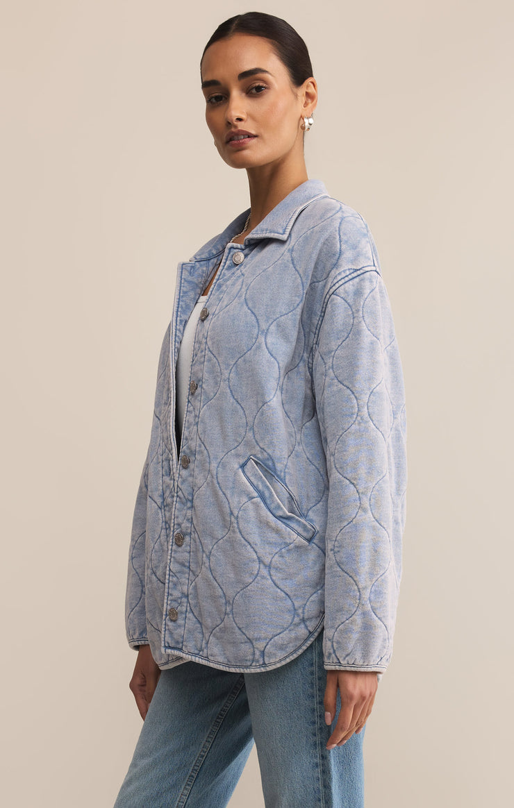 Jackets Boulder Quilted Knit Denim Jacket Washed Indigo