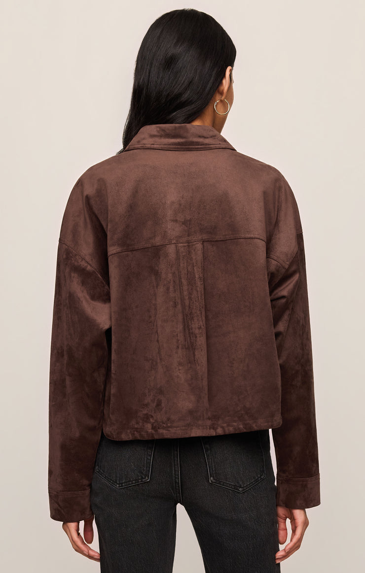 Jackets All Day Cropped Suede Jacket Dark Chocolate