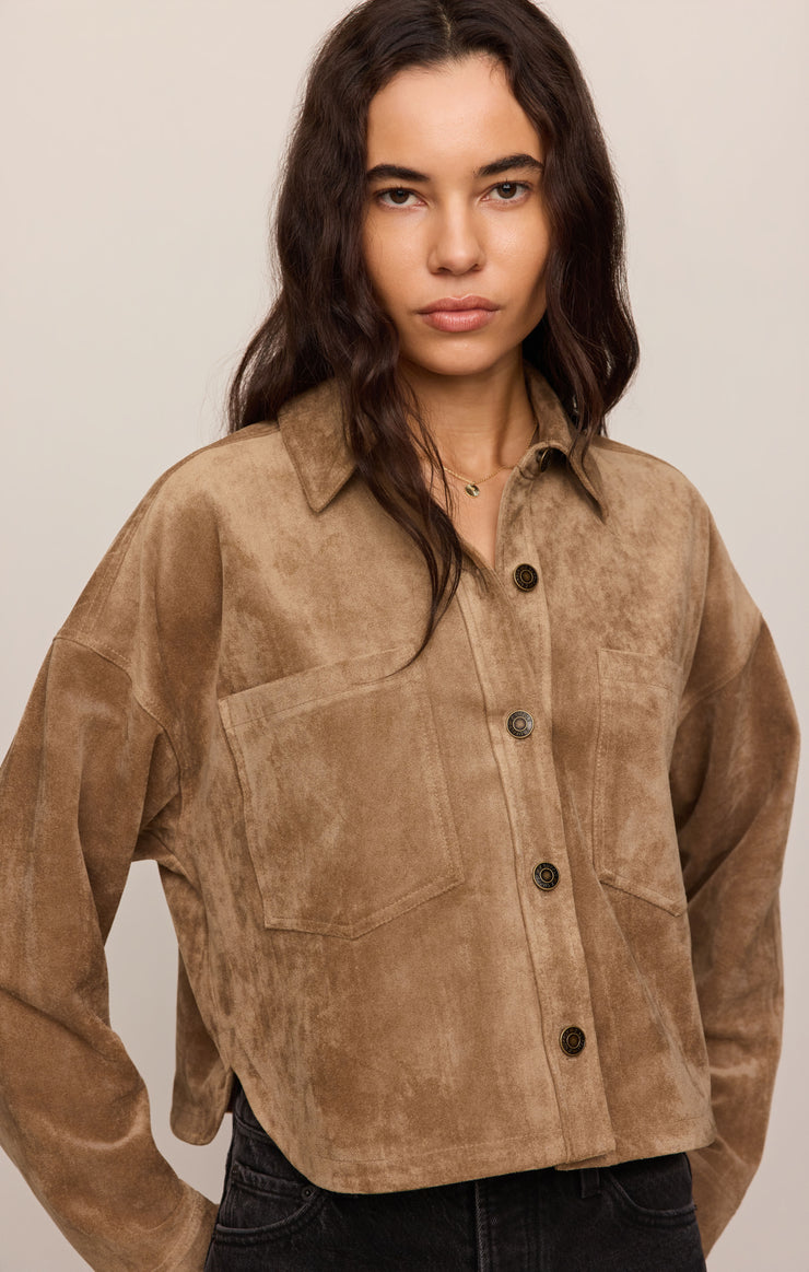 Jackets All Day Cropped Suede Jacket Light Sand
