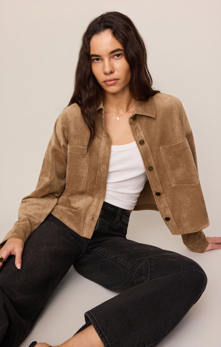 Jackets All Day Cropped Suede Jacket Light Sand