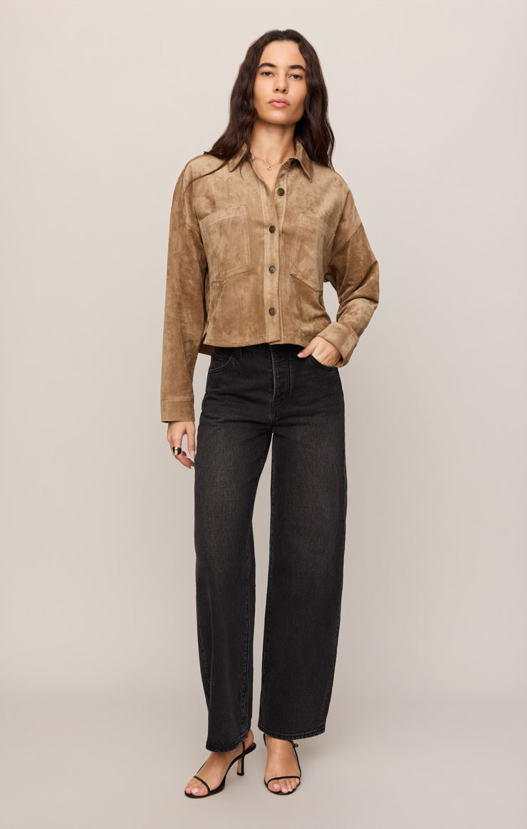 Jackets All Day Cropped Suede Jacket Light Sand