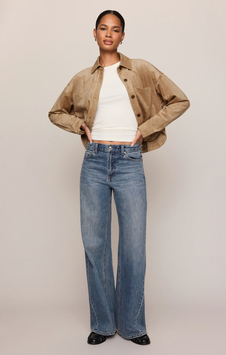 Jackets All Day Cropped Suede Jacket Light Sand