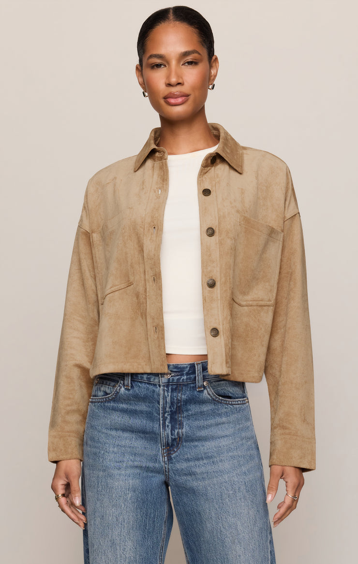 Jackets All Day Cropped Suede Jacket Light Sand