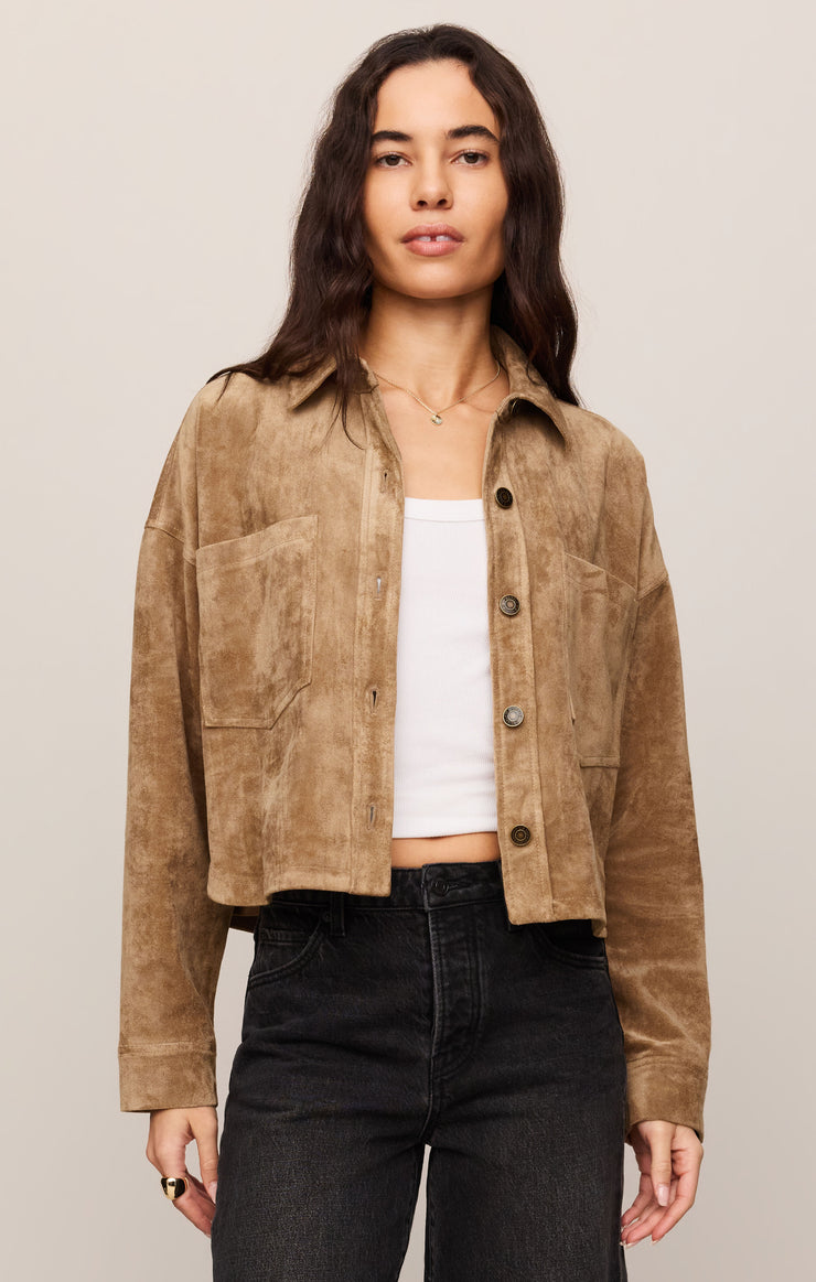 Jackets All Day Cropped Suede Jacket Light Sand