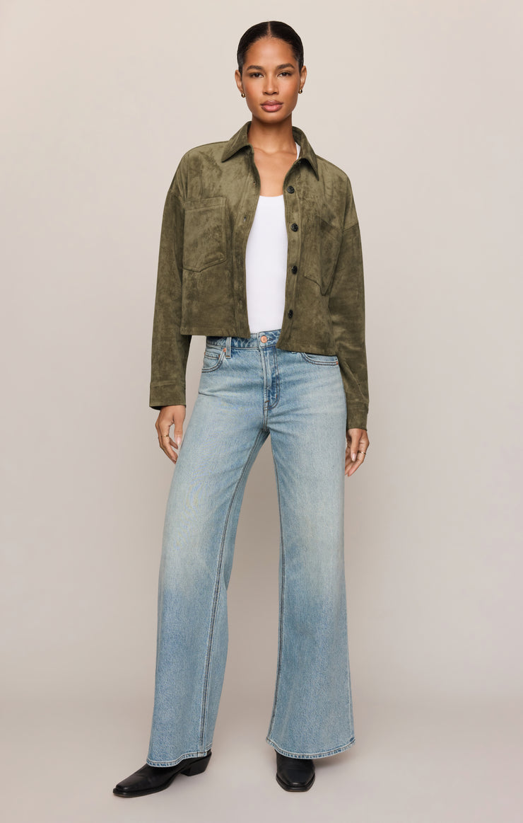 Jackets All Day Cropped Suede Jacket Monstera