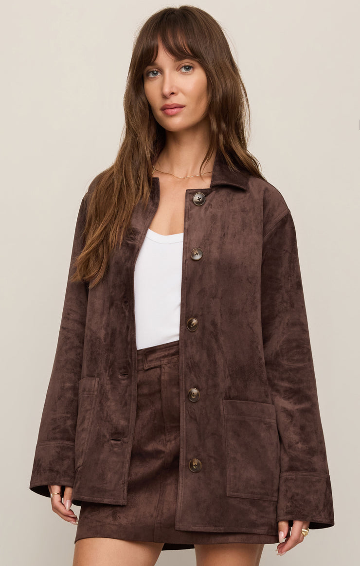 Jackets Decker Faux Suede Chore Coat Dark Chocolate
