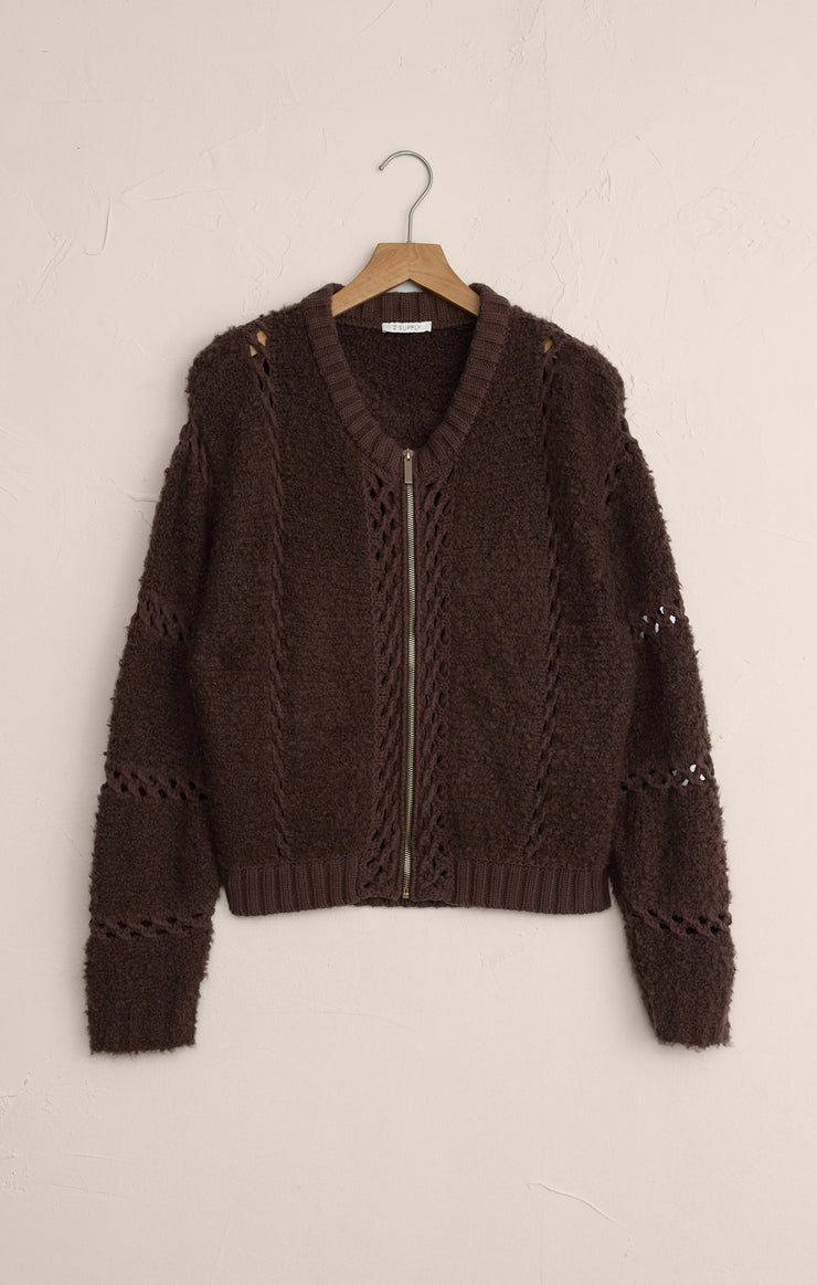 Jackets Sundance Zip-Up Sweater Jacket Chocolate Cherry