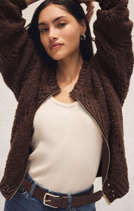JacketsSundance Zip-Up Sweater Jacket Chocolate Cherry