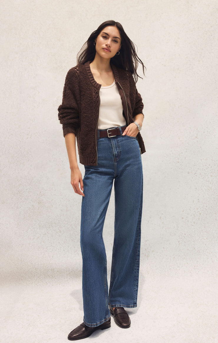 Jackets Sundance Zip-Up Sweater Jacket Chocolate Cherry
