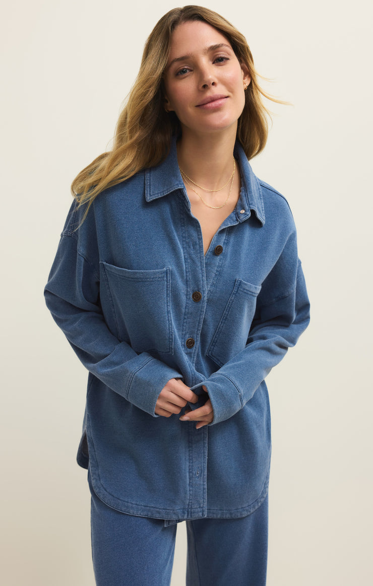 Jackets All Day Knit Denim Jacket Calypso Blue Indigo