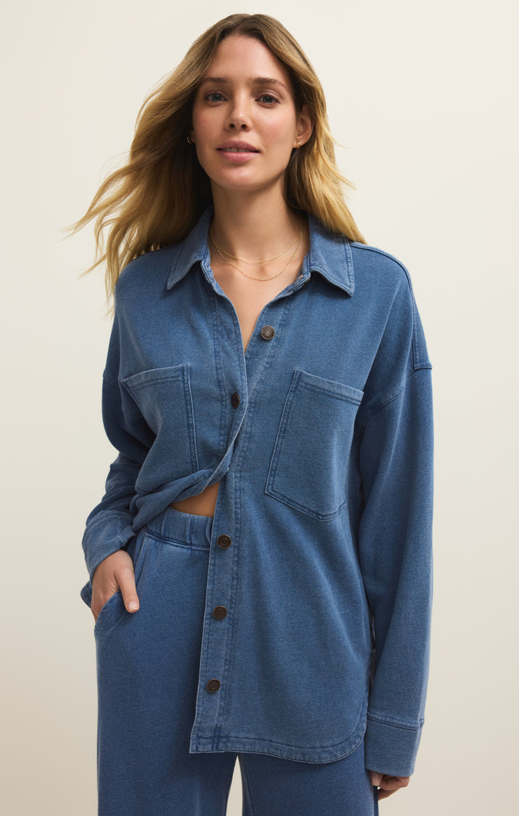 Jackets All Day Knit Denim Jacket Calypso Blue Indigo