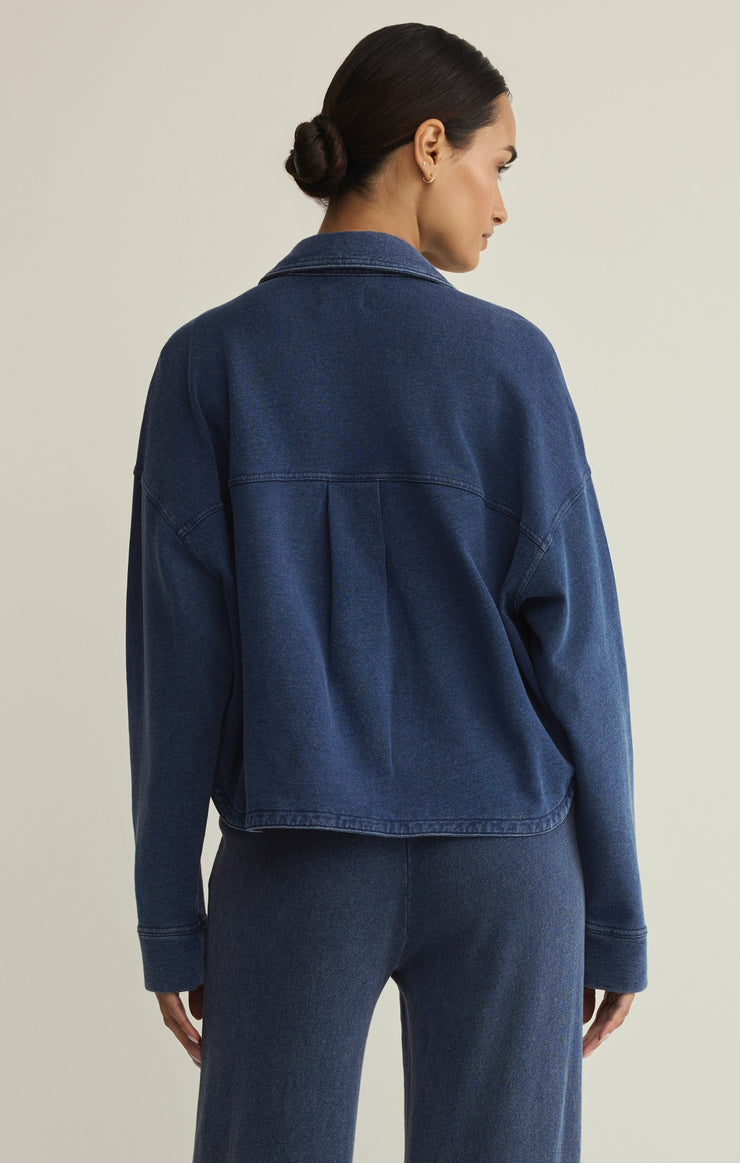 Jackets All Day Cropped Knit Denim Jacket Indigo